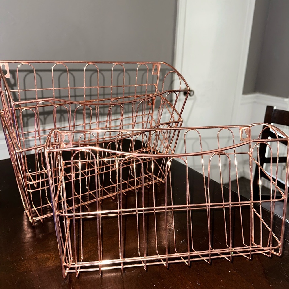 Rose Gold Wire Storage Baskets